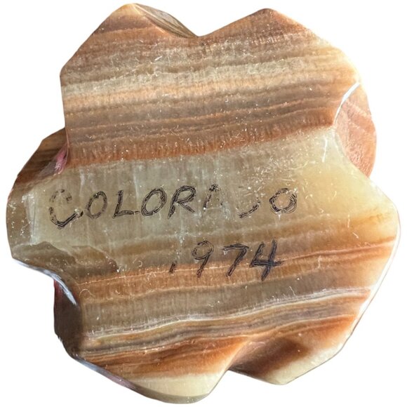 Vtg 1974 Hand-carved Natural Banded Jasper Mushroom Browns and Tans Freestanding - Picture 14 of 15